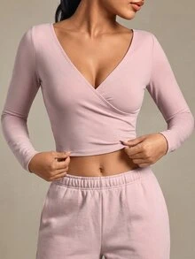 SHEIN Sports Women Sports Tees Tanks Gym Workout Dusty Pink Sporty Summer Sexy Athletic - Dusty Pink - View 5