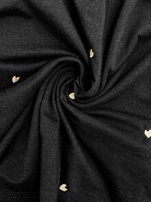SHEIN Maternity Heart Print Round Neck Short Sleeve Nursing T-Shirt - Black - View 8