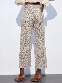 SHEIN Tall 女款高腰寬腿牛仔褲 - 卡其色 - 查看 2
