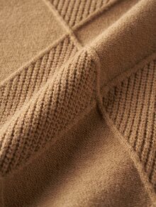 Airaco Women's Geometric Textured Turtleneck Long Sleeve Casual Sweater, Autumn/Winter Tweed Earthy Style - Brown - View 9