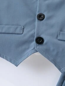 SHEIN Little Boys 3Pcs Bow Tie Vest Trousers Suit Set Fall Formal Wedding Birthday Outfit - Teal Blue - View 9