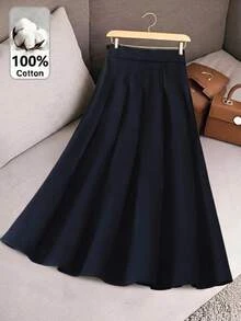 SHEIN Tween Girl Woven Solid Color Fitted Casual Pleated Skirt - Multicolor - View 1