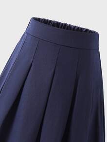 SHEIN Tween Girl Woven Solid Color Fitted Casual Pleated Skirt - Multicolor - View 6