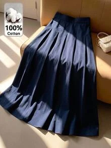SHEIN Tween Girl Woven Solid Color Fitted Casual Pleated Skirt - Multicolor - View 2