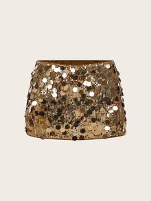 SHEIN ICON Black Bodycon High Waist Super Short Women's Mini Skirt - Khaki - View 1
