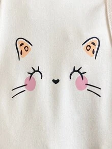 SHEIN Playful Pals 2pcs Newborn Baby Girl Cute Cat Printed Long Sleeve Snap Button Footed Romper Jumpsuit Outfits Daily Autumn Fall Style - Multicolor - View 9