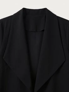 Linhara Jaket Kerah Ukuran Besar Hitam Terlaris, Jaket Kasual Elegan Minimalis Bergaya Keren untuk Kantor, Musim Semi dan Gugur, Wanita - Hitam - View 6