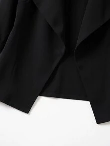 Linhara Jaket Kerah Ukuran Besar Hitam Terlaris, Jaket Kasual Elegan Minimalis Bergaya Keren untuk Kantor, Musim Semi dan Gugur, Wanita - Hitam - View 7
