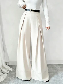 Elenzga Women's New Versatile Minimalist Straight-Leg Pants, Suitable For Commuting - Khaki - View 2