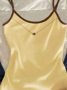 Teen Girls Casual Simple Spaghetti Strap Fitted Tank Top Summer Top - Multicolor - View 3