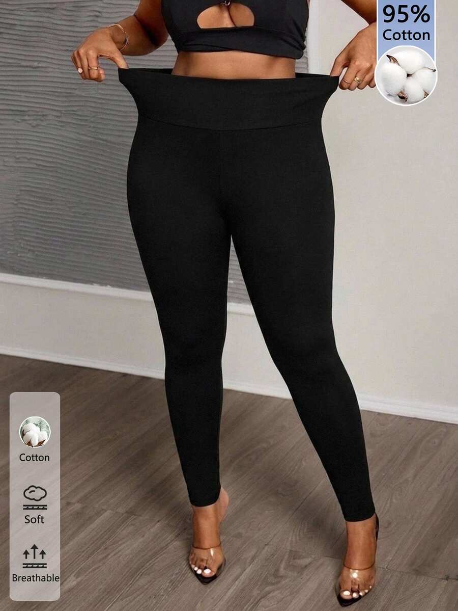 Slaydiva Legging Hitam Ukuran Besar Kasual Cocok untuk Musim Gugur/Dingin, Pesta, Festival Musik, Halloween - Hitam - View 1