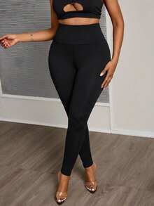Slaydiva Legging Hitam Ukuran Besar Kasual Cocok untuk Musim Gugur/Dingin, Pesta, Festival Musik, Halloween - Hitam - View 4