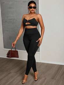 Slaydiva Legging Hitam Ukuran Besar Kasual Cocok untuk Musim Gugur/Dingin, Pesta, Festival Musik, Halloween - Hitam - View 3