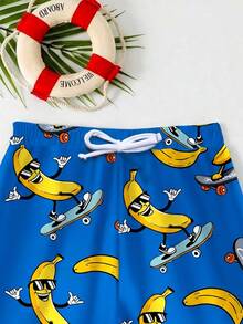 SHEIN Tween Boy Casual BANANA Print Loose Fit Beach Pants, Suitable For Summer, Beach, Outdoor, Swimming - Multicolor - View 4