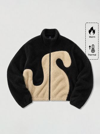 Street Life Giacca casual da uomo autunno/inverno con blocchi di colore e texture soffice