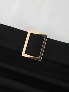 SHEIN Franclia 女款優雅拼色露肩收腰緊身長袖長洋裝，春假洋裝，夏季洋裝，優雅洋裝，性感洋裝，度假穿搭，派對優雅洋裝，畢業洋裝，外出穿搭，休閒洋裝，度假穿搭，通勤穿搭，露肩洋裝，長袖洋裝，拼色 - 黑色 - 查看 4
