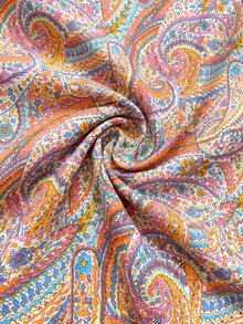 SHEIN Clasi Plus Size Polyester Women's Bohemian Boho Casual Style Orange Paisley Print Deep V-Neck Ruffle Sleeve Plus Size Hem Dress Vacation Formal Summer - Multicolor - View 6