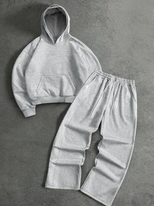 PAVTROS Men's Hoodie And Sweatpants Set - Grey - View 7