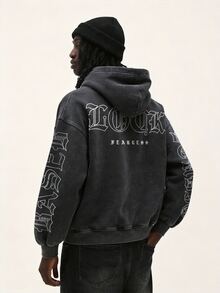 Baseblock Popular Men's Distressed Vintage Long Sleeve Sweatshirt - Black - View 5