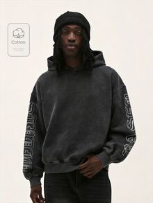 Baseblock Popular Men's Distressed Vintage Long Sleeve Sweatshirt - Black - View 1