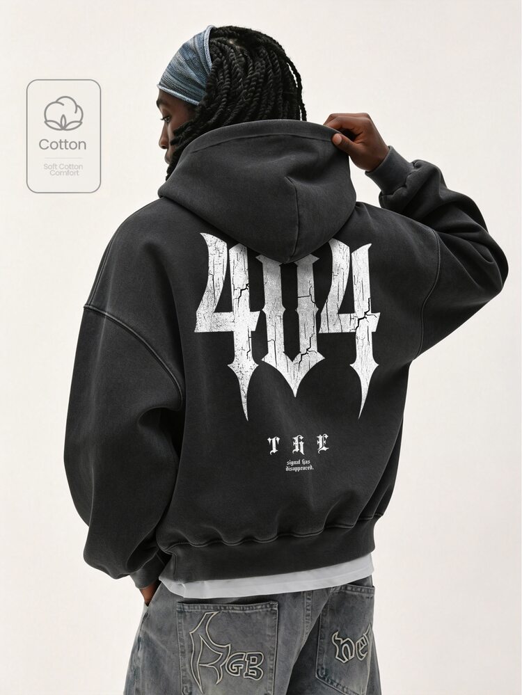 Baseblock Sweatshirt Lengan Panjang Vintage Pria dengan Tampilan Lusuh - Hitam - View 1
