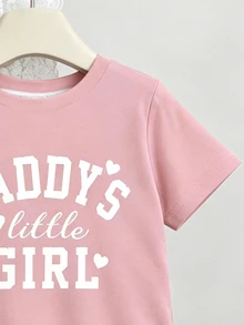 Baby Girls T-Shirt Set Casual Letter Print Suitable For All Seasons - White - View 5