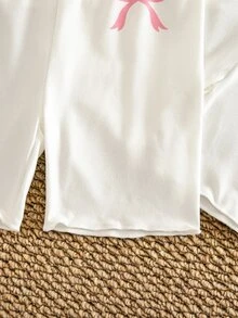 SHEIN 女童蝴蝶結細褶飾邊防露腿緊身褲 4件組 - 彩色 - 查看 6