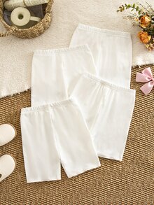 SHEIN 女童蝴蝶結細褶飾邊防露腿緊身褲 4件組 - 彩色 - 查看 4