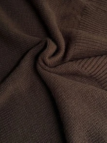 SHEIN Women Round Neck Long Sleeve Striped Sweater And Sweater Pant 2pcs Set Co-Ords - Brown - View 6