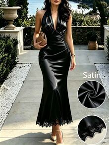 SHEIN Spring Summer Autumn Winter Halloween Outfits Party Cocktail Night Dinner Dress Wedding Birthday Graduation Prom Night Out Elegant Sexy Black - Black - View 1