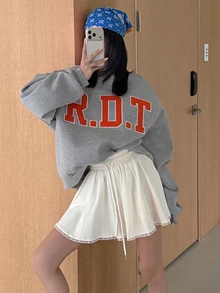 DAZY Women's Loose Casual Korean Style Letter Embroidered Sweatshirt Hoodies - Grey - View 7
