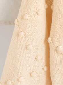 SHEIN Vintaside Kids Girls' Autumn/Winter Fashion Minimalist Special Craft Knit Sweater Long Sleeve Cardigan - Apricot - View 5