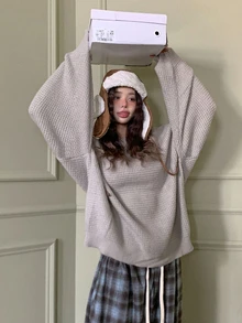 DAZY Women's Solid Color Casual Daily Long Sleeve Sweater Fall - Grey - View 2