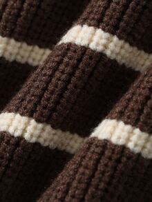 Dazy Kids Tween Boy Striped Zipper Half-Placket Long Sleeve Casual Sweater - Brown - View 8