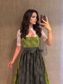 Fairmaia Floral Print Belted Sleeveless Dirndl Dress Oktoberfest Party Traditional - Multicolor - View 1