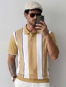 HUEFORM Men's Old Money Regular Fit Polo Shirt, Fabric Function Moisture-Wicking Quick-Dry Suitable For Daily Travel For Summer, Ceremony - Apricot - View 1