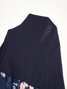 SHEIN Maternity Floral Print Colorblock Nursing Casual Everyday Top Fall - Navy Blue - View 8