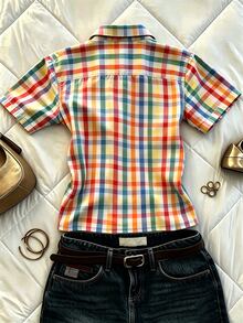 IslaSuriya Women's Summer Casual Plaid Shirt Top - Multicolor - View 2