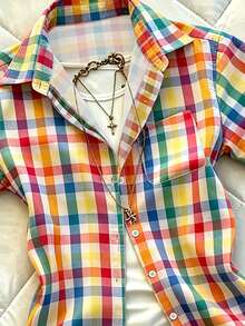 IslaSuriya Women's Summer Casual Plaid Shirt Top - Multicolor - View 3