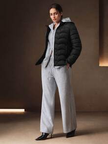Anewsta Autumn/Winter Black Short Hooded Padded Coat - Black - View 5