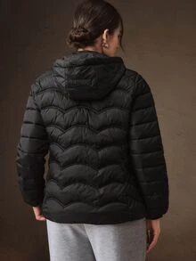 Anewsta Autumn/Winter Black Short Hooded Padded Coat - Black - View 2