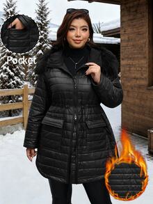 Reflora Plus Size Winter Casual Baggy Versatile Hooded Jacket Holiday Going Out Black - Black - View 7