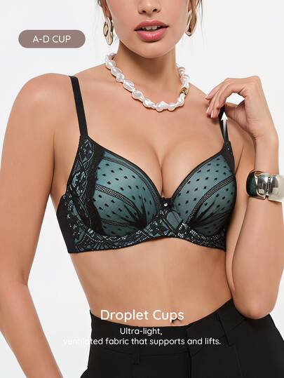 Bralution 1pc Sexy Lace Minimalist Push-Up Bra For Small Bust, Underwired Lingerie For Women Lace Bra Underwire Bra Push Up Bra