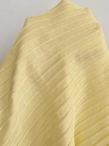 SHEIN PETITE فستان أصفر أنيق وبسيط بتصميم A-خط محبوك للنساء الصغيرات - مثالي للتنقل اليومي. - أصفر - مشاهدة 9