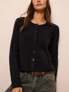 Freevana 女款素色休閒百搭日常穿搭開襟衫 - 黑色 - 查看 9