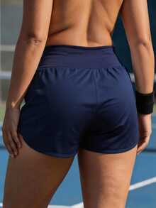 CourtClass Women's Plus Size Overlap Waist Athletic Shorts - Multicolor - View 3