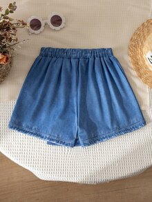 SHEIN Young Girl Woven Floral Pattern Casual Skort - Multicolor - View 4