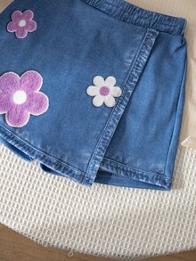 SHEIN Young Girl Woven Floral Pattern Casual Skort - Multicolor - View 6