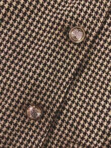 SHEIN Women's Autumn/Winter New Houndstooth Front Button Blazer Jacket, Velvet Trim, Elegant Commuter Slim Fit Suit - Brown - View 7