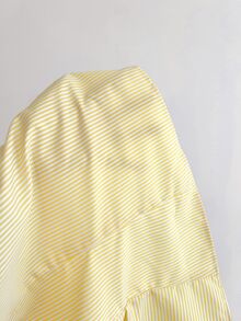 Elamini Women's Casual Striped Slim Fit Sleeveless Collared Shirt - Yellow - View 4